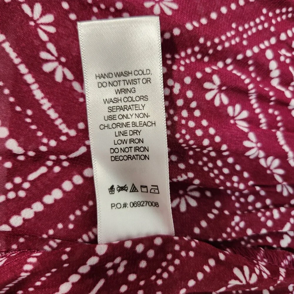 WOMAN WITHIN Flowy Crinkle Pink/White Studs Bell Sleeve Tunic Blouse Top Size 2X - Picture 13 of 16